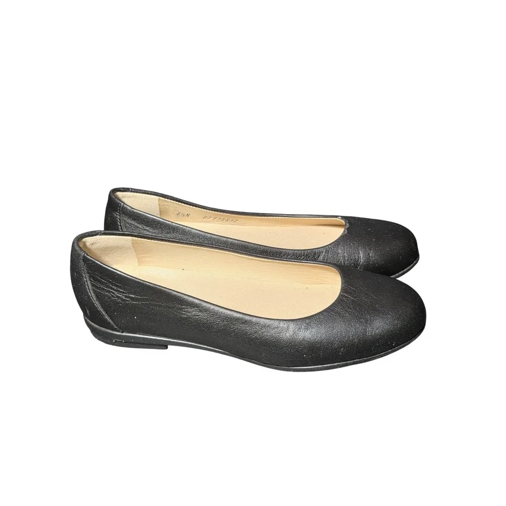 SAS Scenic Black Leather Ballet Flats Womens 6.5 N Narrow‎ Made in USA D7 938857